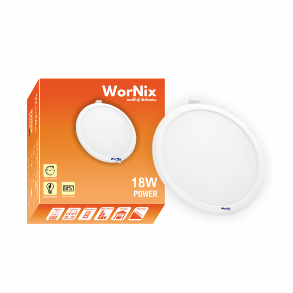 Wornix Maxx Glow 18W Round LED Down Light | Cool White 6500K Light | Round Recessed Ceiling LED Light | Cut Size 8 inches | Warranty 2 Years