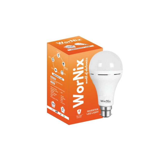 Wornix Turbo Charge 10W Rechargeable Emergency LED bulb B22d | Inverter Bulb for all Purposes with Up to 4 hours battery backup| Up to 4 kV surge protection| 6500K, Cool White| Over charging Protection| Pack of 1